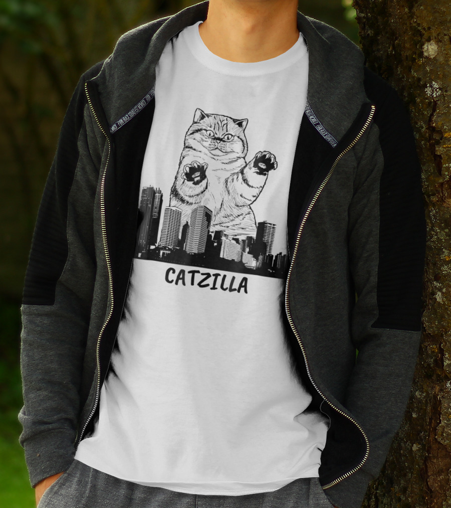 Catzilla Kitty Cat Pop Culture Cityscape Monster Kitty T-Shirt