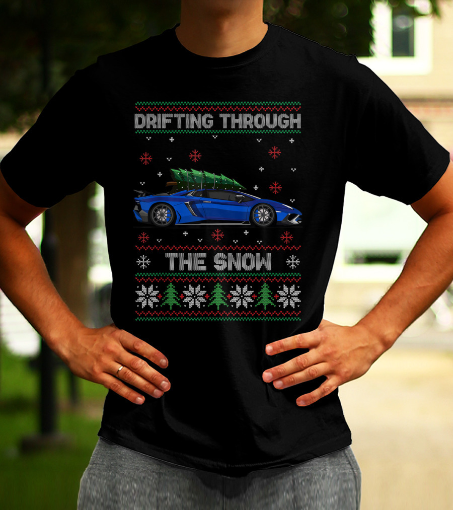Drifting Through The Snow Christmas Tree On Tuning Car T-Shirt