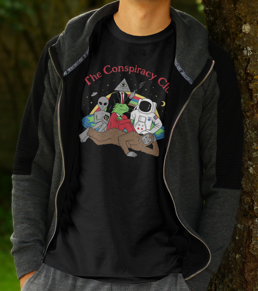 The Conspiracy Club Alien Astronaut Pyramid Bigfoot Lizard Man T-Shirt