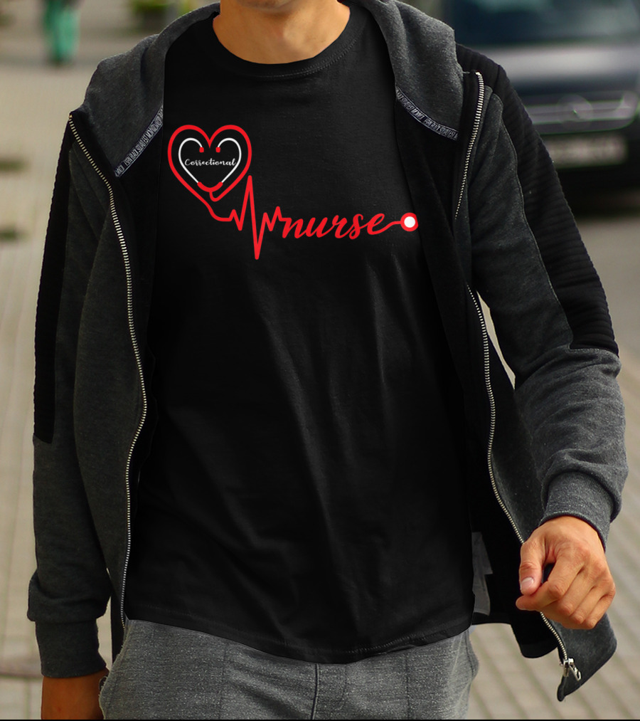 Correctional Nurse Heartbeat Valentine T-Shirt
