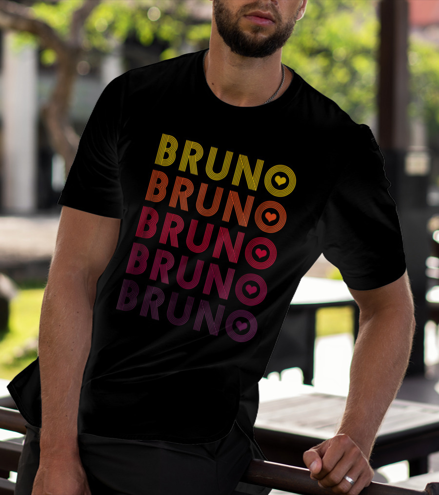 Bruno Lover Heart Gradient Retro T-Shirt