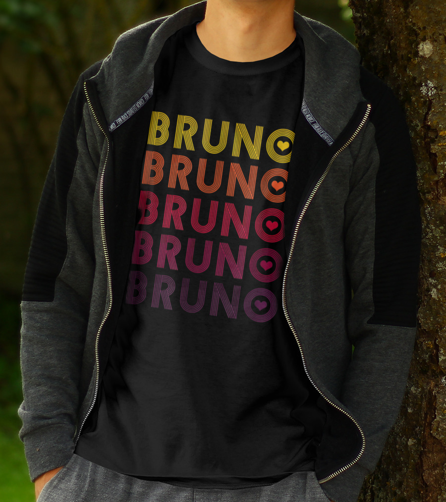 Bruno Lover Heart Gradient Retro T-Shirt