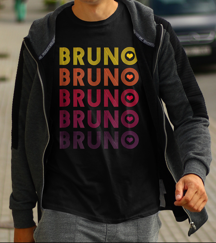 Bruno Lover Heart Gradient Retro T-Shirt