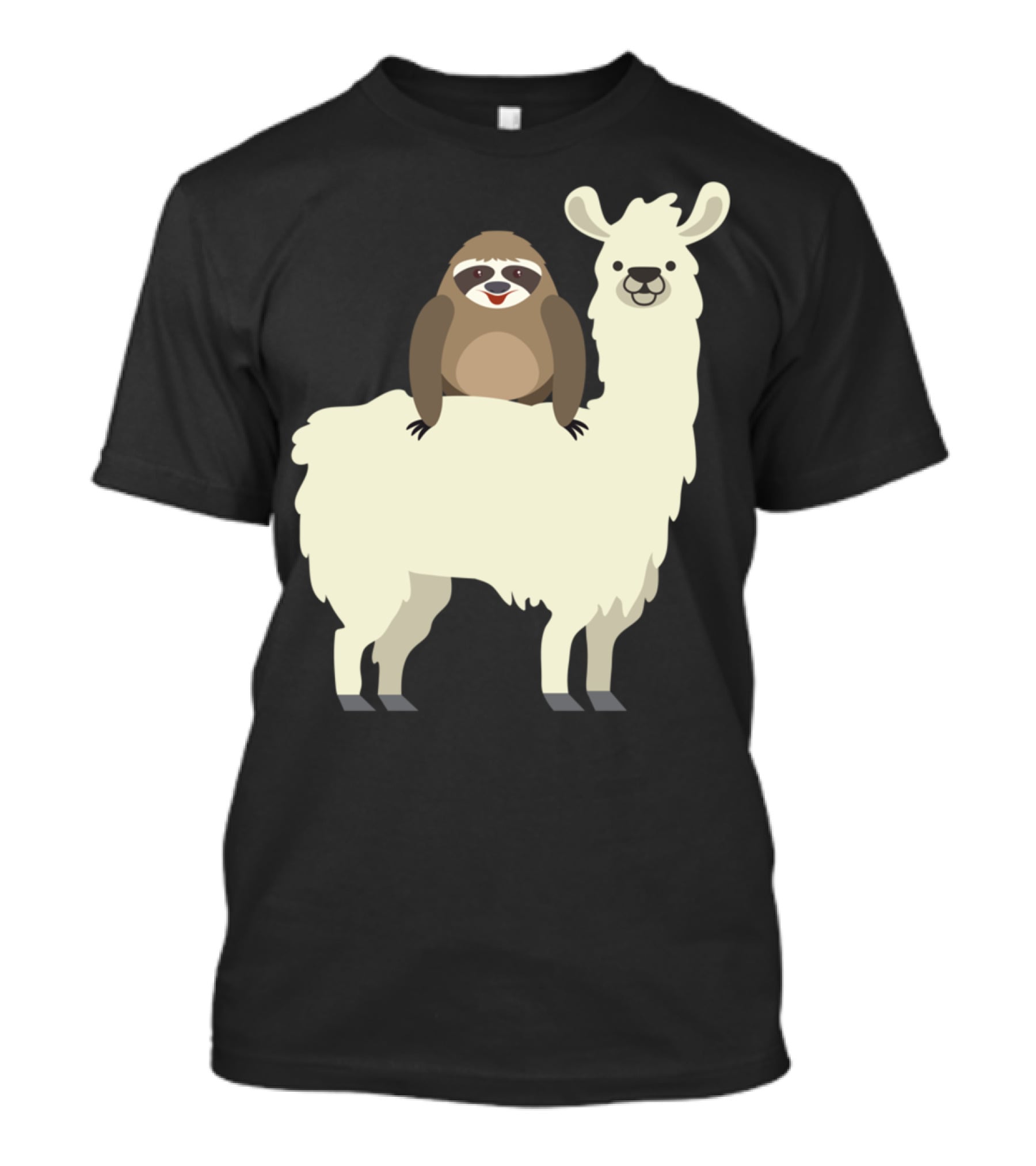 Cute Funny Sloth On Llama T-Shirt