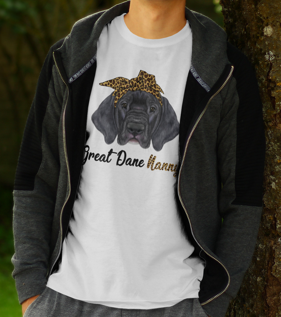 Great Dane Nanny Leopard Headband T-Shirt