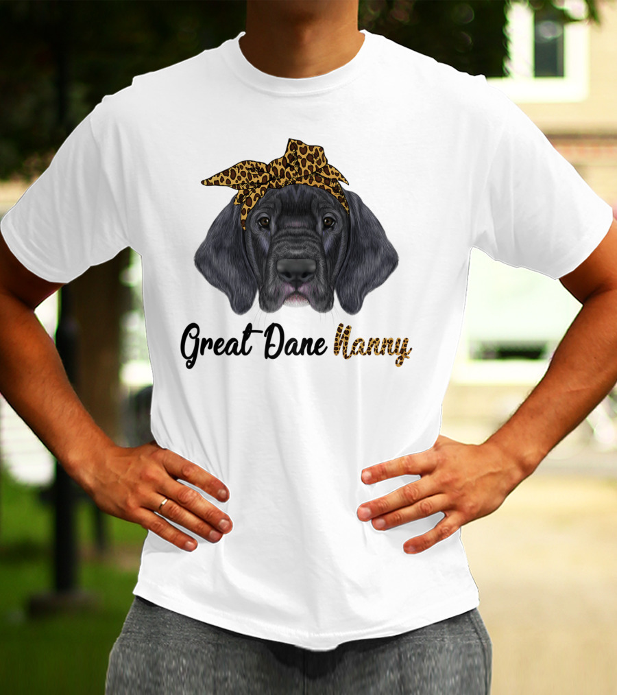 Great Dane Nanny Leopard Headband T-Shirt