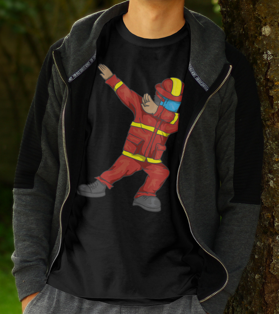 Dabbing Firefighter Cute Dancing Firefighter Red T-Shirt