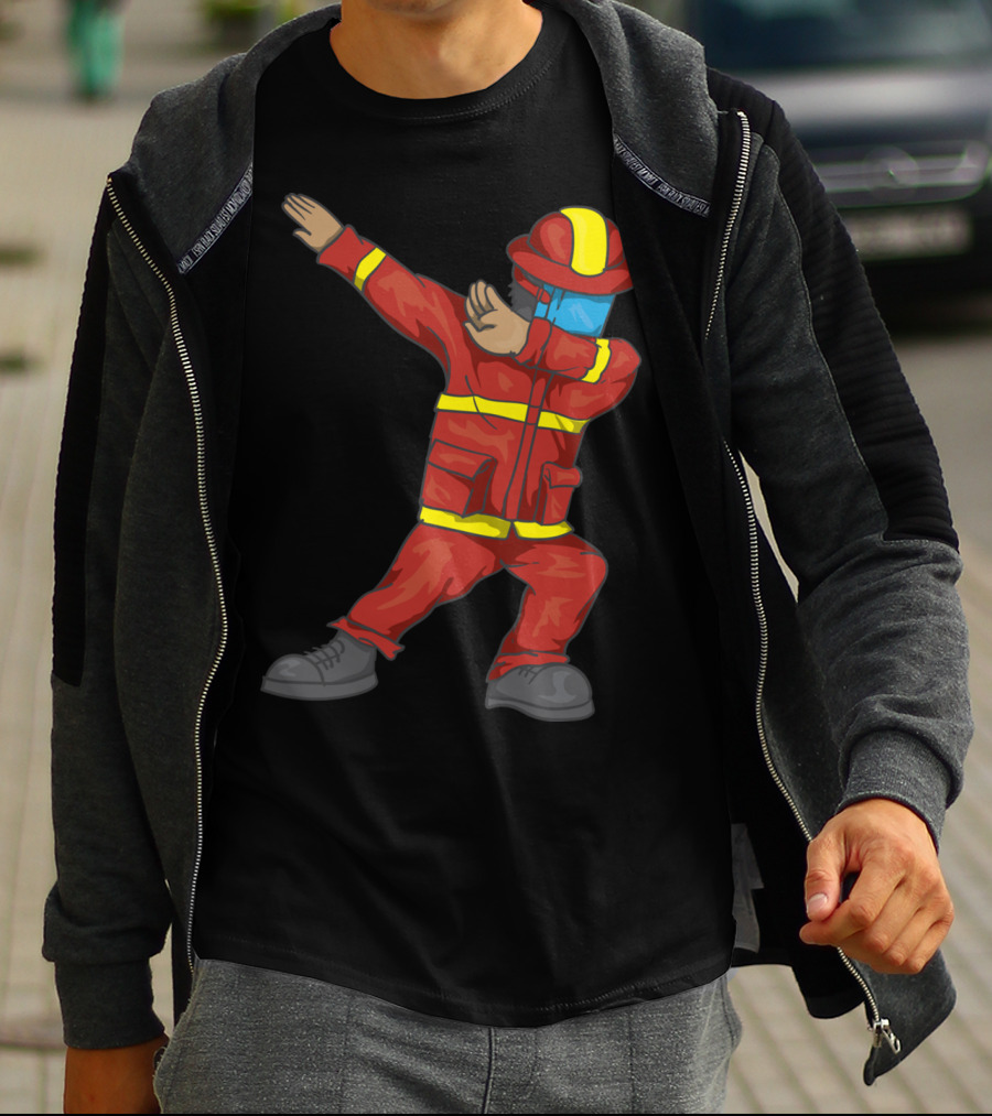 Dabbing Firefighter Cute Dancing Firefighter Red T-Shirt
