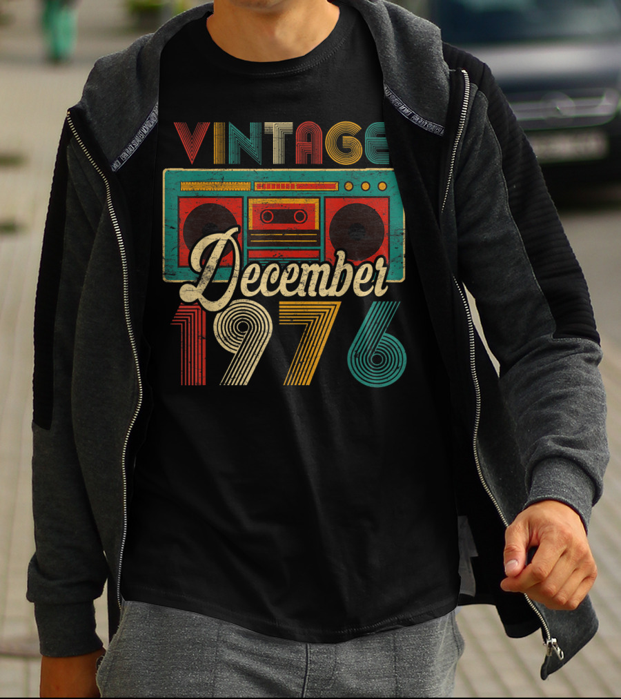 Vintage December 1976 Retro Boombox T-Shirt