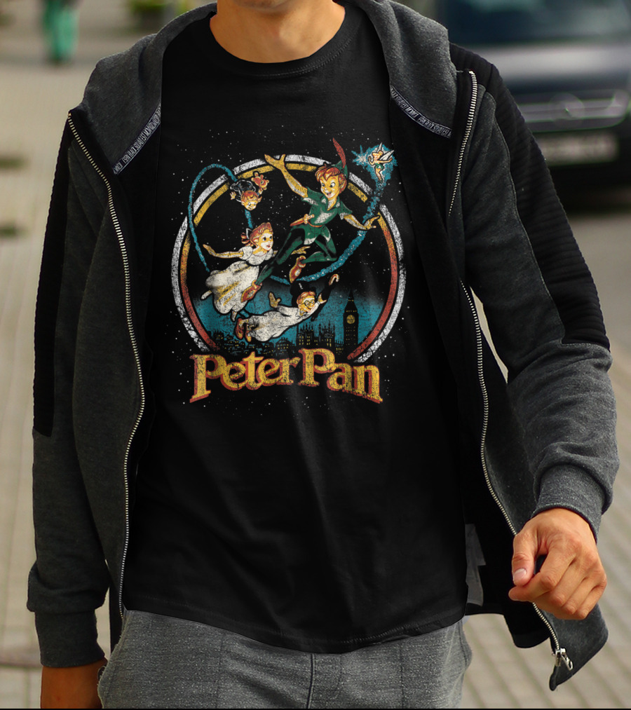 Peter Pan Flying Over London With Tinkerbell And Friends Disney T-Shirt