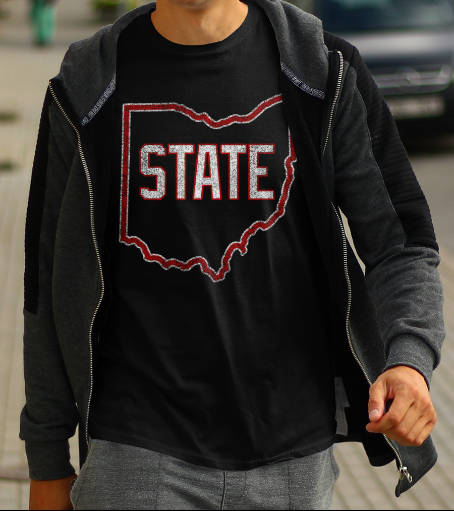 State Outline Distressed Ohio Sports Fan T-Shirt