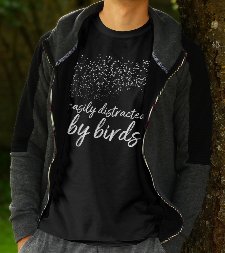 Easily Distracted By Birds Birding Flock Aerial Gathering T-Shirt