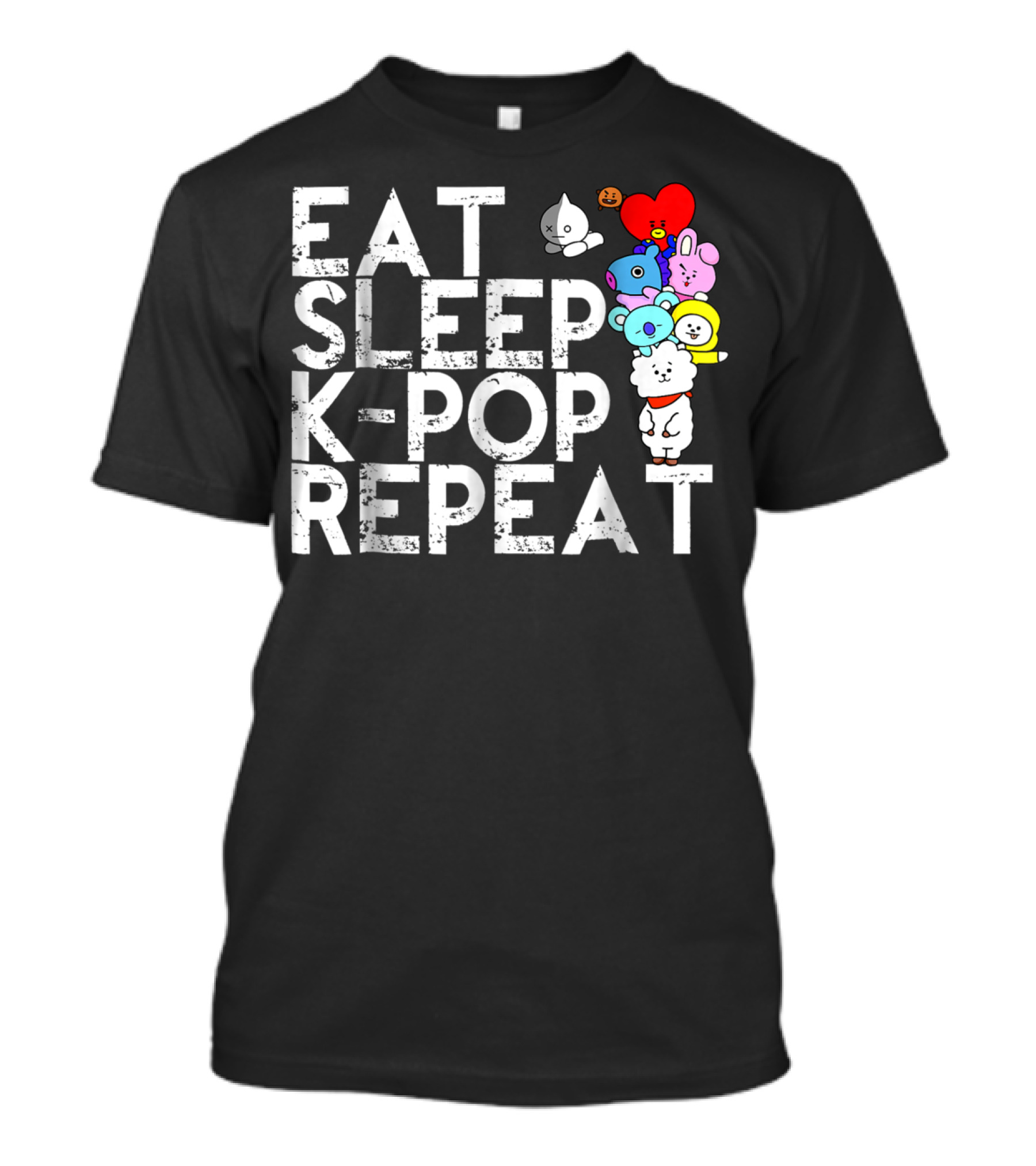 Eat Sleep Kpop Repeat Korean Kpop Fan BT21 Characters T-Shirt
