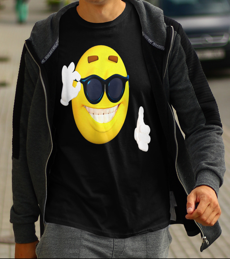 Emoji Thumbs Up Shades Happy Face Yellow Okay Sign T-Shirt