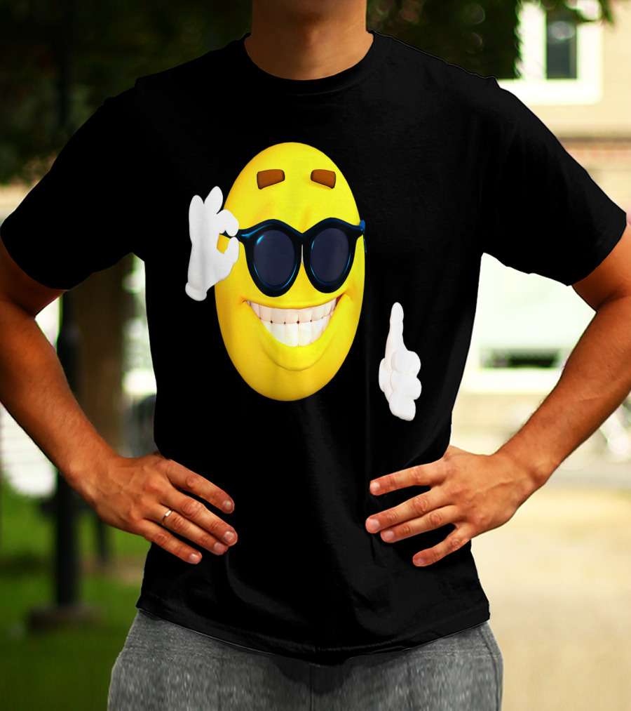 Emoji Thumbs Up Shades Happy Face Yellow Okay Sign T-Shirt
