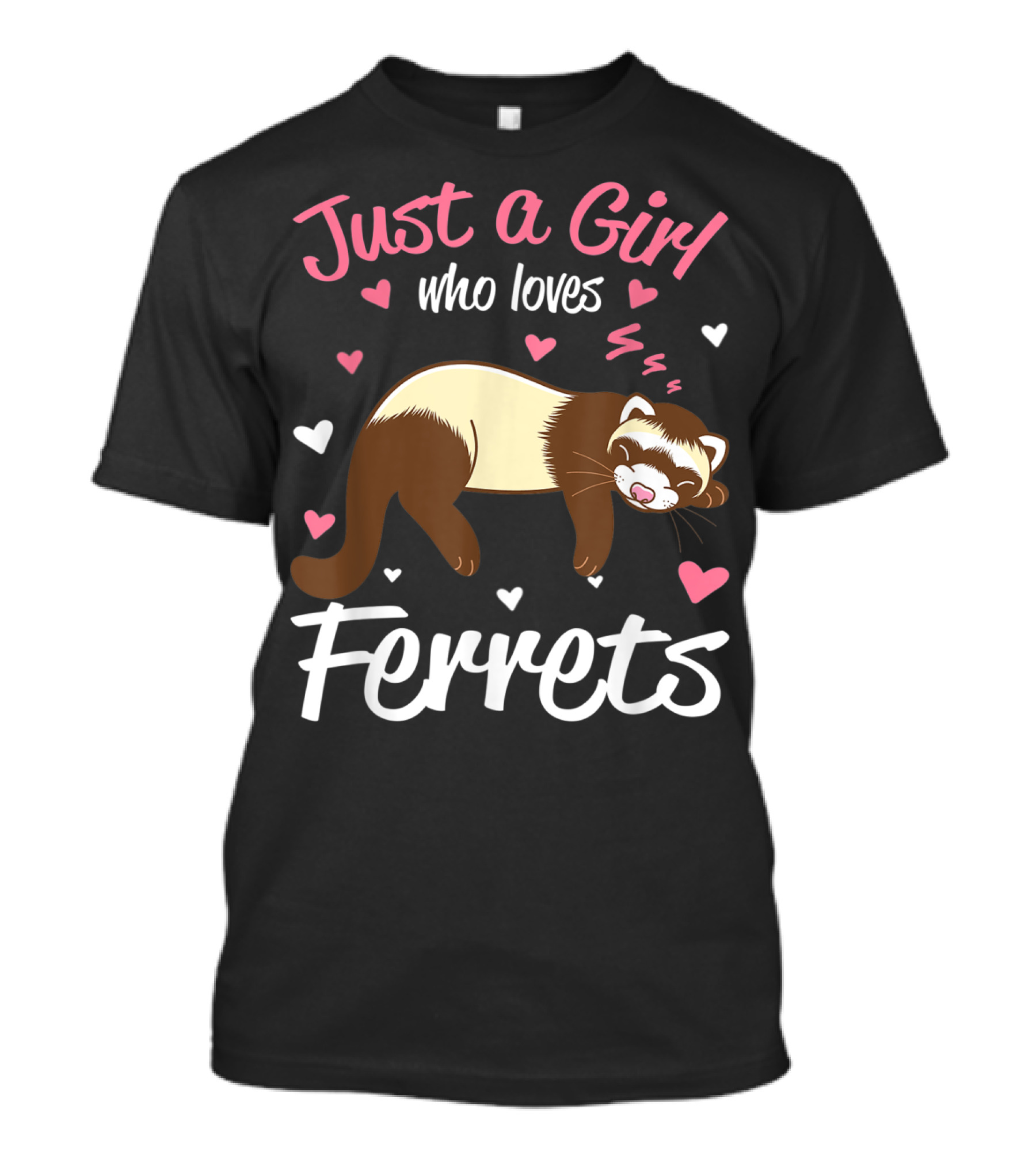 Just A Girl Who Loves Ferrets With Heart Accents T-Shirt