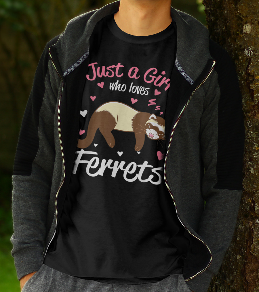 Just A Girl Who Loves Ferrets With Heart Accents T-Shirt
