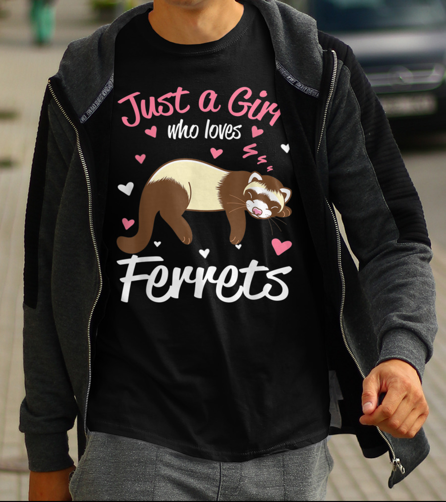Just A Girl Who Loves Ferrets With Heart Accents T-Shirt