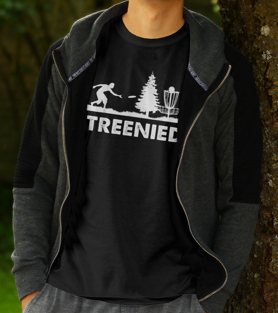 Treenied Frisbee Denied By Tree Disc Golf Scene T-Shirt