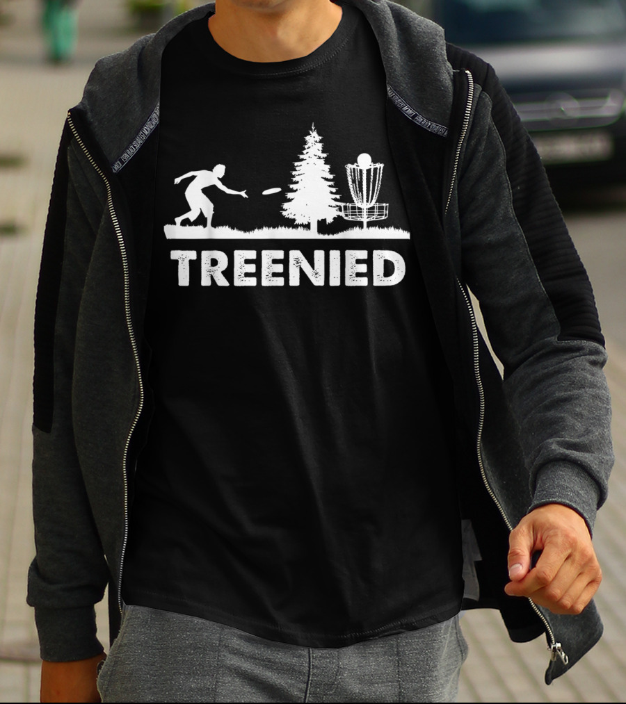 Treenied Frisbee Denied By Tree Disc Golf Scene T-Shirt