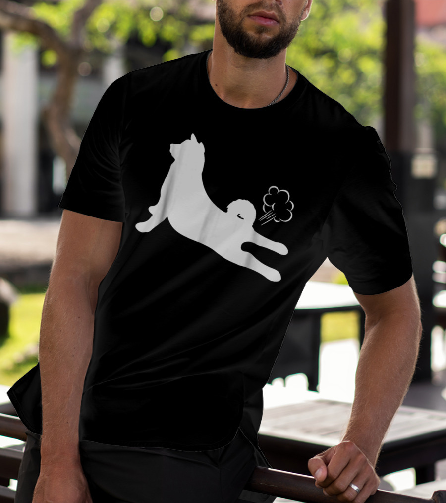 Funny Akita Farting Fart Dog Silhouette With Farts T-Shirt