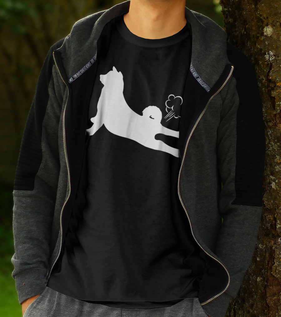 Funny Akita Farting Fart Dog Silhouette With Farts T-Shirt