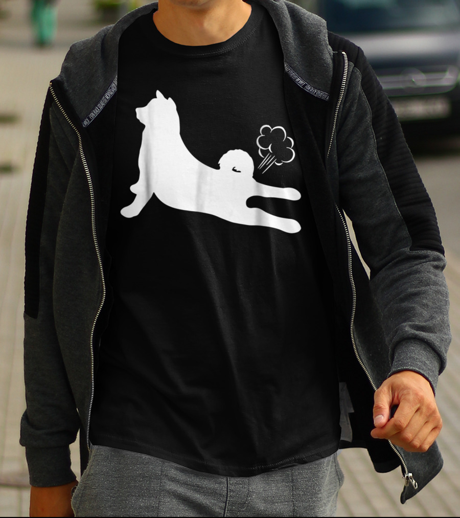 Funny Akita Farting Fart Dog Silhouette With Farts T-Shirt