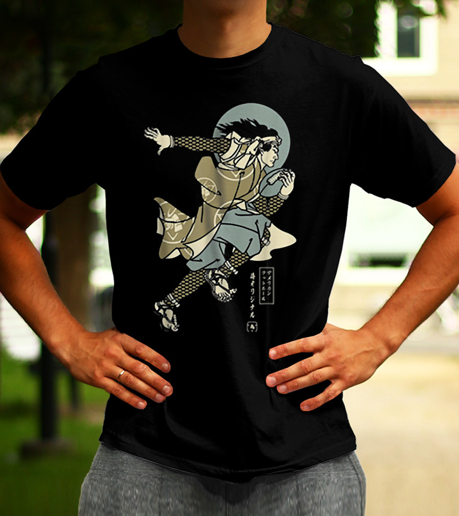 Funny American Football Samurai Running With Ball Japan T-Shirt