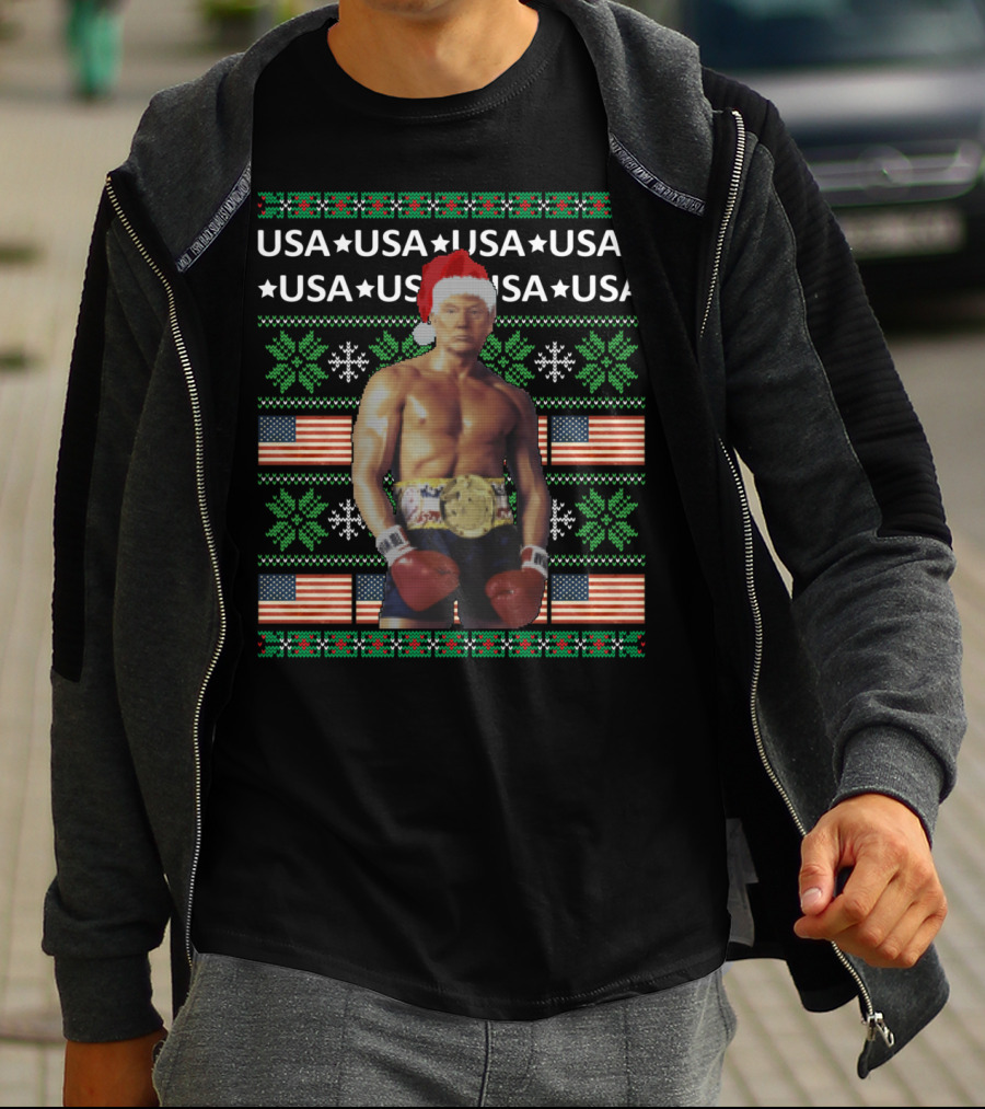 USA Boxing Champion Christmas Santa T-Shirt