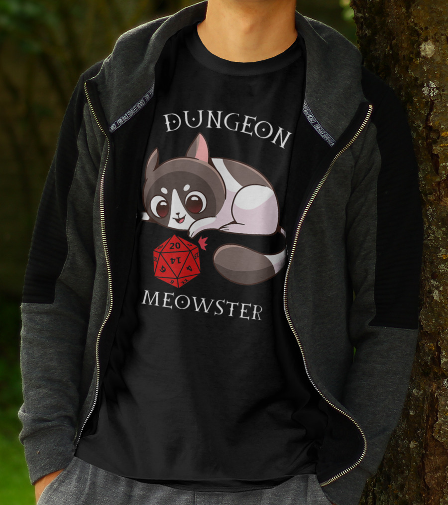 Dungeon Meowster Nerd RPG Table Top Funny Cat T-Shirt