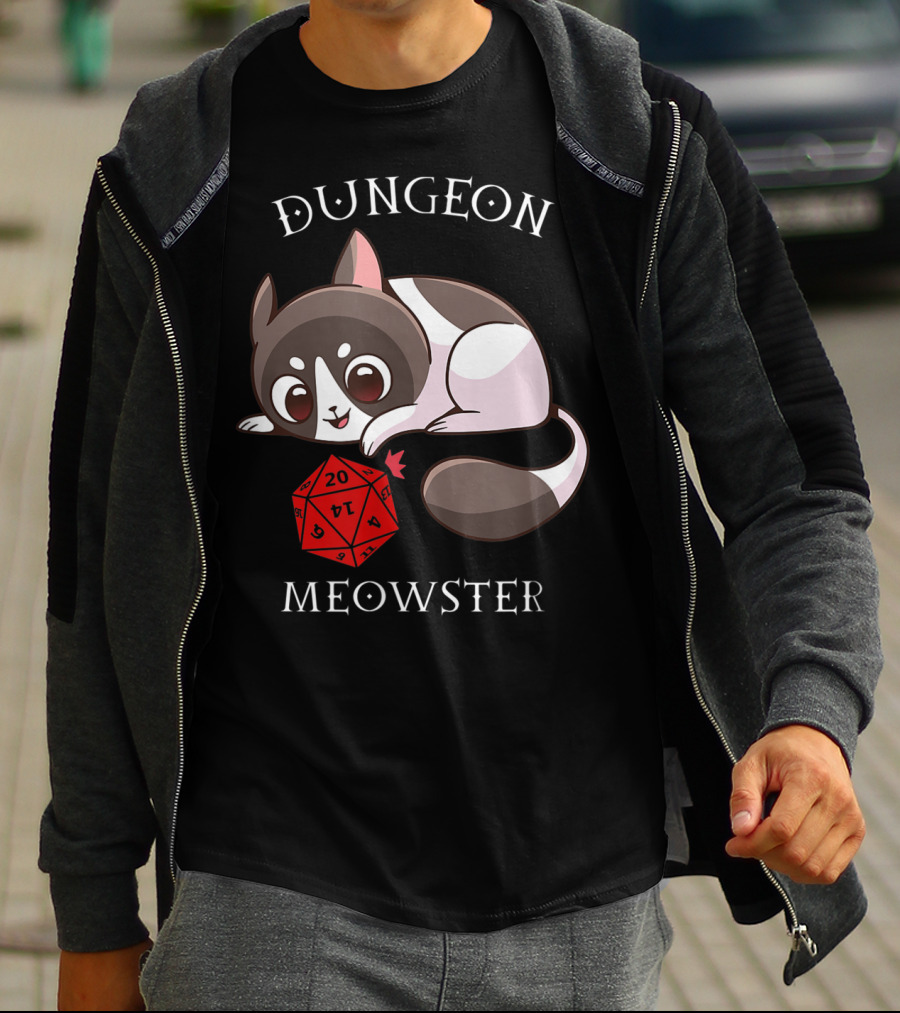 Dungeon Meowster Nerd RPG Table Top Funny Cat T-Shirt