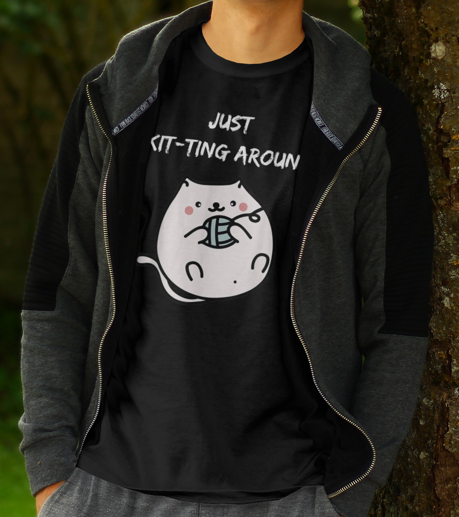 Just Kit-Ting Around Cute Cat Playing With Yarn T-Shirt
