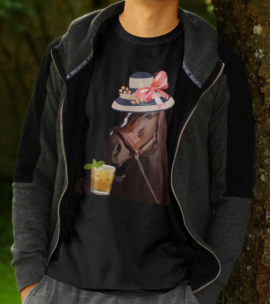 Dapper Horse With Hat And Mint Julep At Funny Derby Party T-Shirt