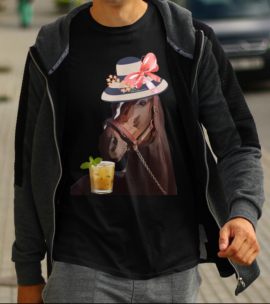 Dapper Horse With Hat And Mint Julep At Funny Derby Party T-Shirt