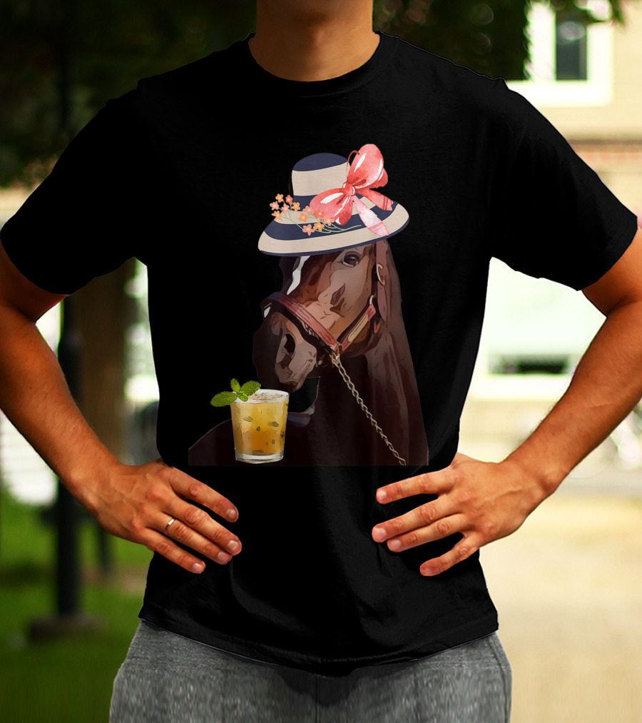 Dapper Horse With Hat And Mint Julep At Funny Derby Party T-Shirt