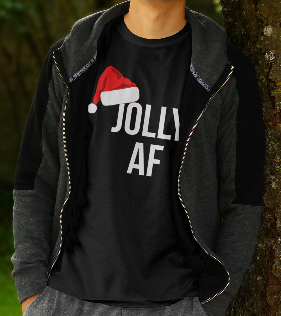 Jolly AF Funny Christmas Holiday Santa Hat T-Shirt