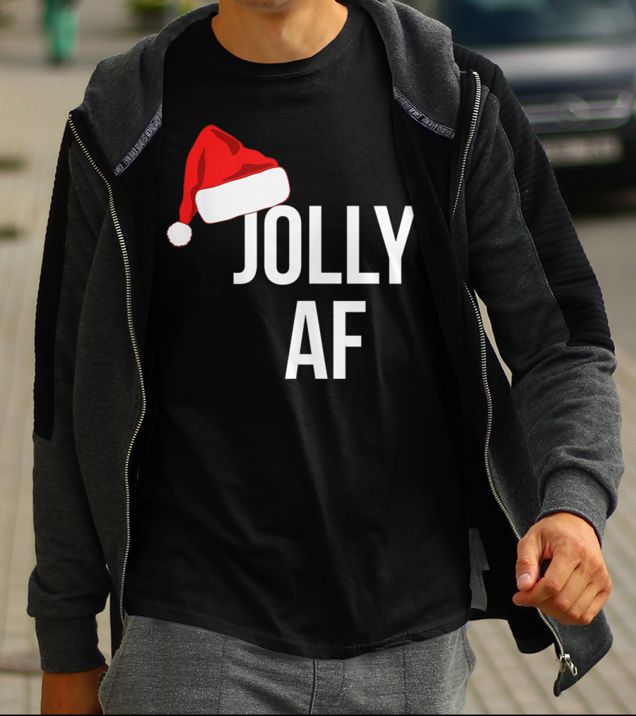 Jolly AF Funny Christmas Holiday Santa Hat T-Shirt