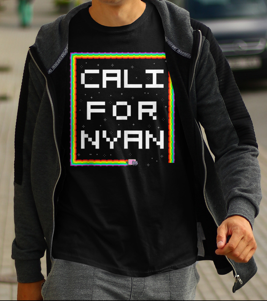 Cali For Nyan Cat Funny Californyan Rainbow Pixel Art By Ohmgd T-Shirt