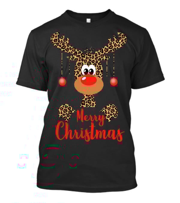 Merry Christmas Funny Reindeer Face Rudolph Deer T-Shirt