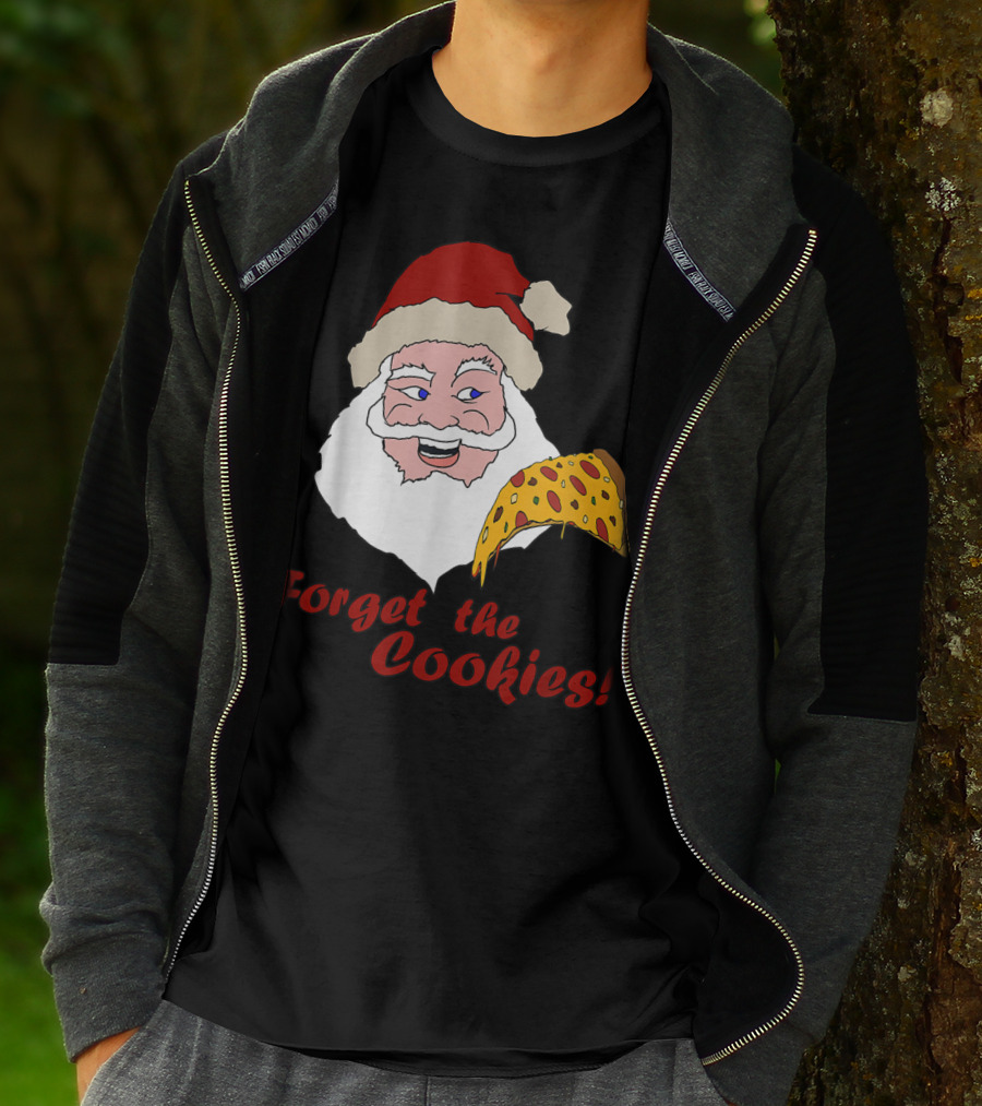 Forget The Cookies Funny Santa With Pizza Slice T-Shirt