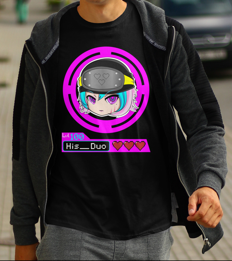 Lvl 100 His Duo Gamer Couples Hearts T-Shirt