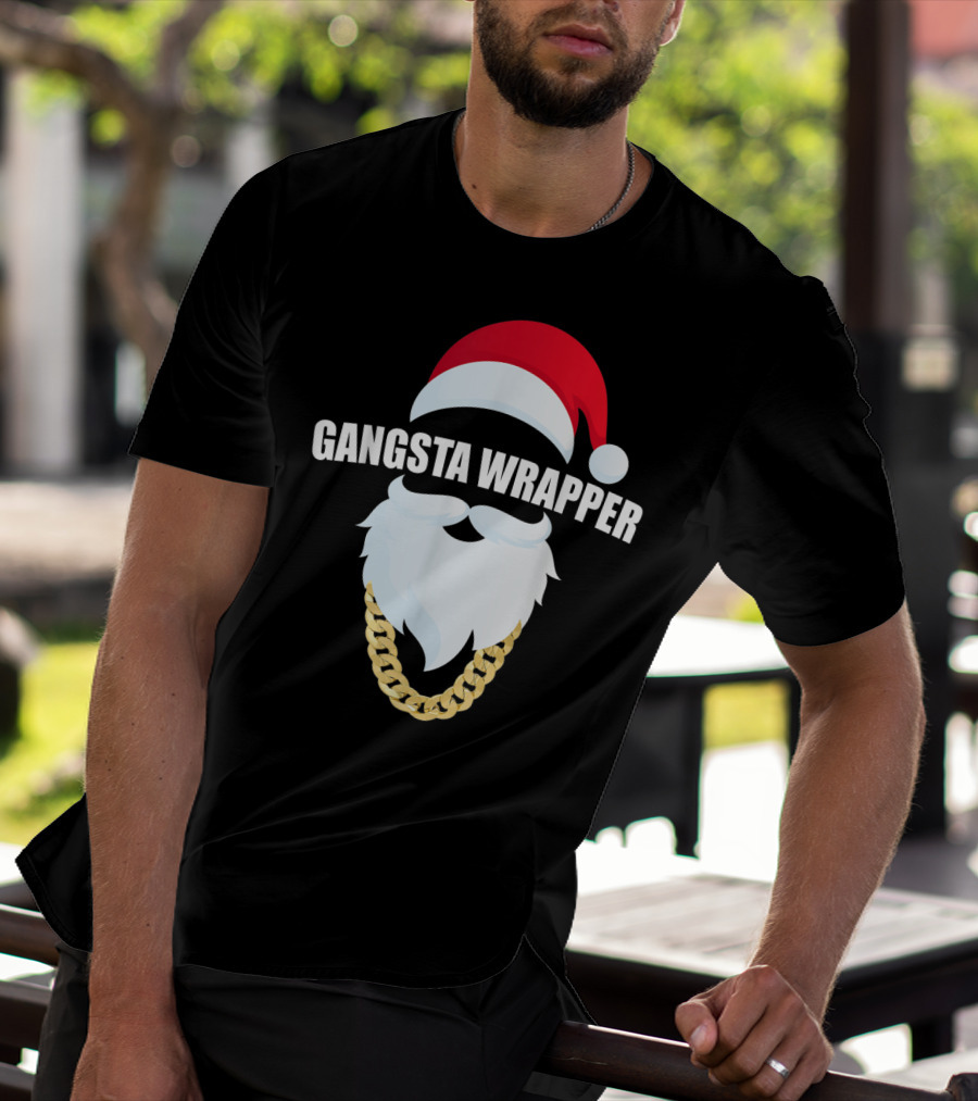 Gangsta Wrapper Santa Hat Beard Chain T-Shirt