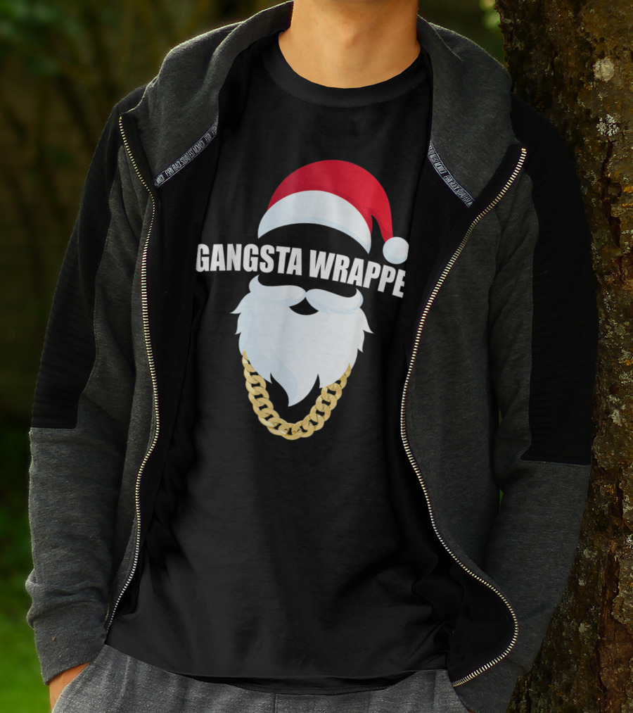 Gangsta Wrapper Santa Hat Beard Chain T-Shirt