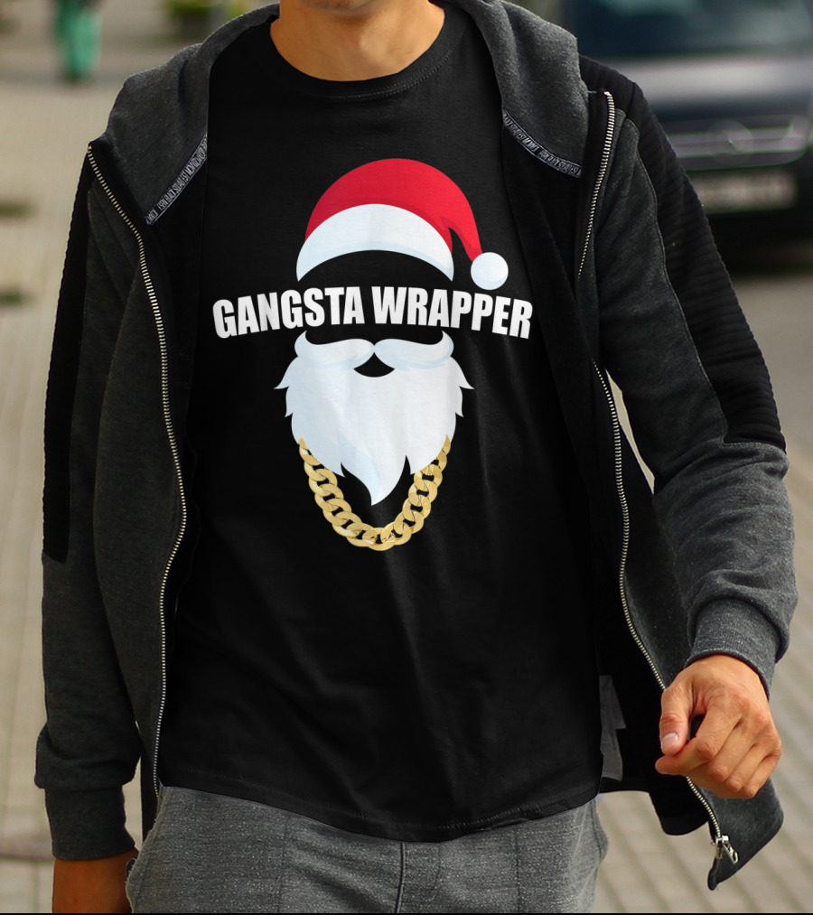Gangsta Wrapper Santa Hat Beard Chain T-Shirt