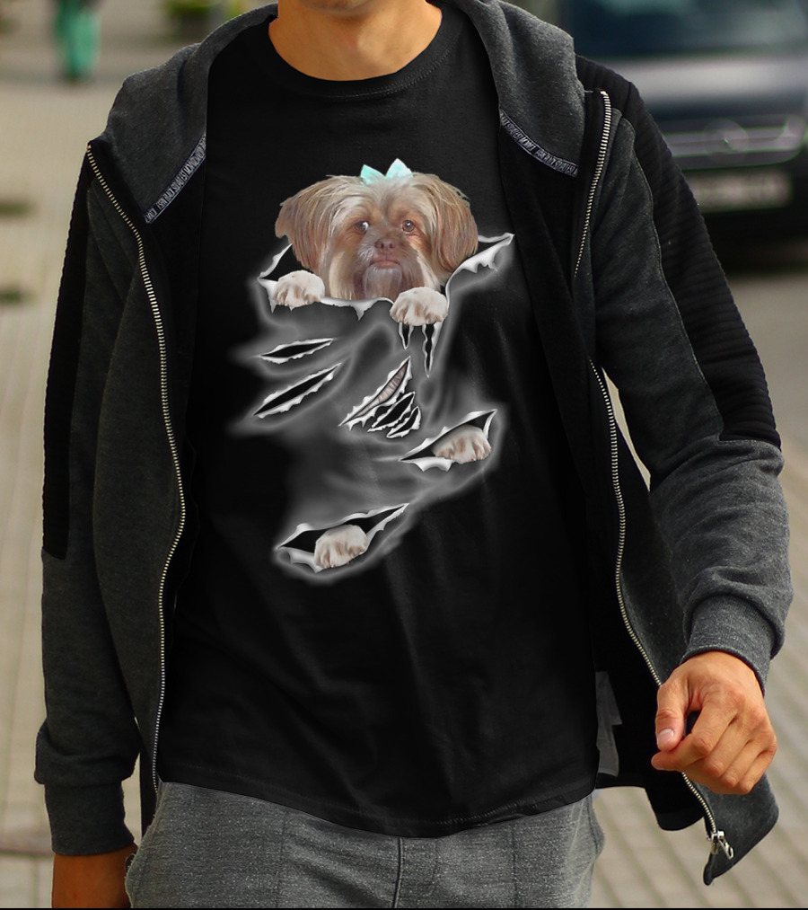 Glen Mcdaniel Torn Pocket Dog Scratch Peeking Pup T-Shirt