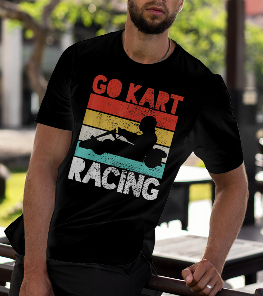 GO KART RACING Retro Stripes T-Shirt
