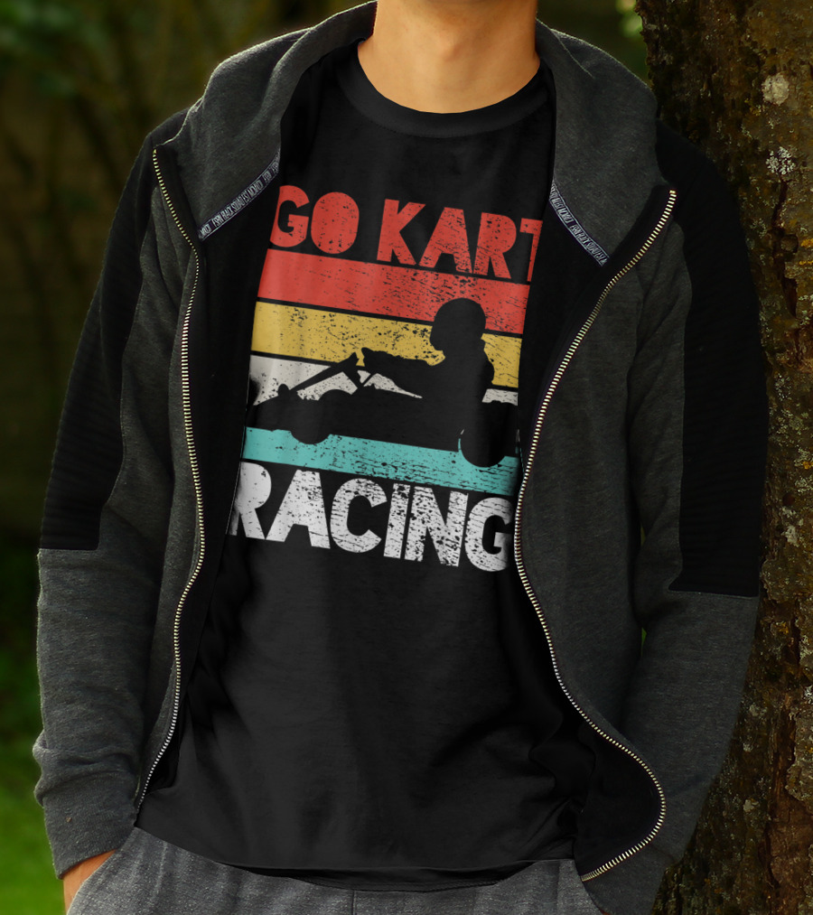 GO KART RACING Retro Stripes T-Shirt