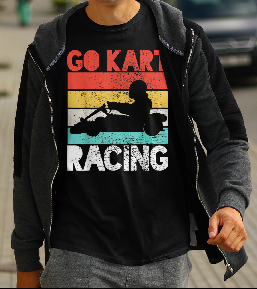 GO KART RACING Retro Stripes T-Shirt