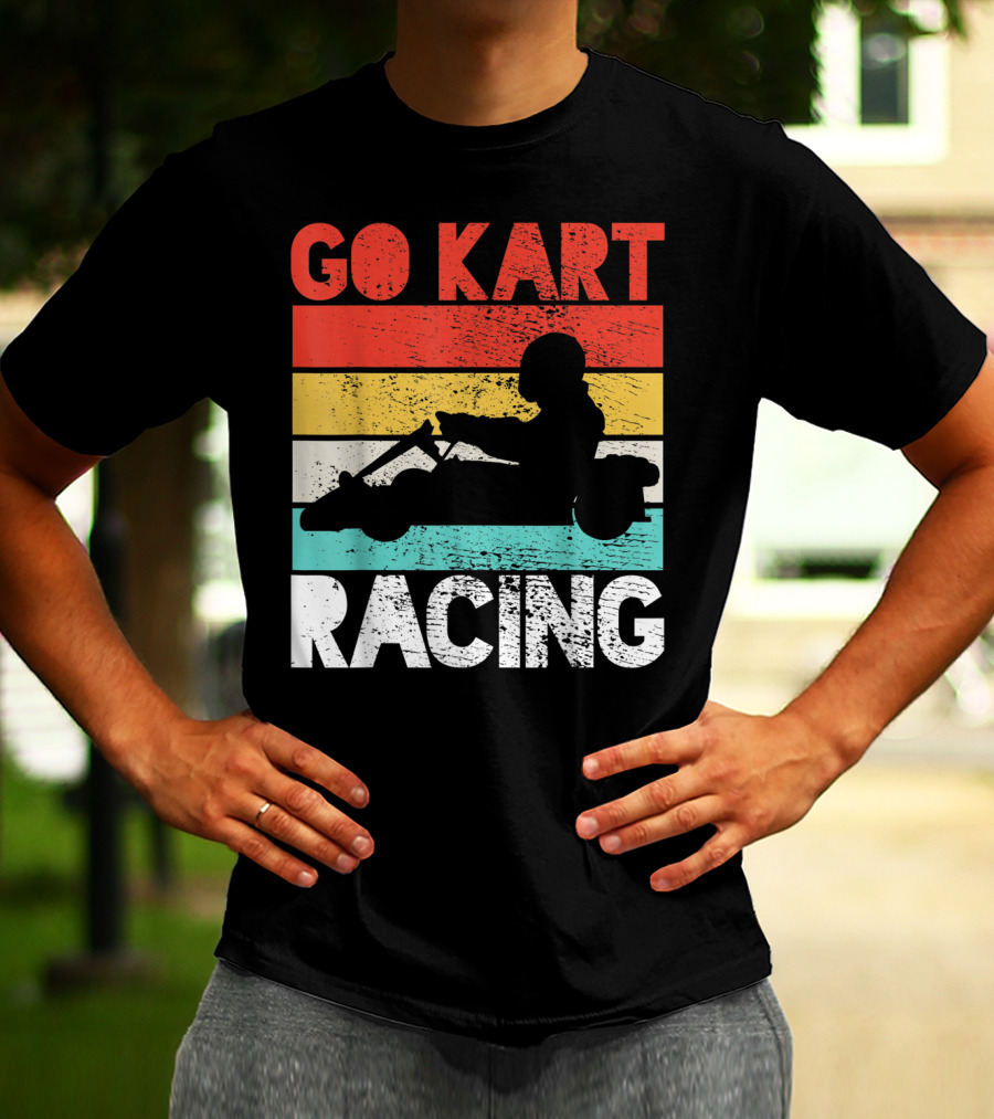 GO KART RACING Retro Stripes T-Shirt