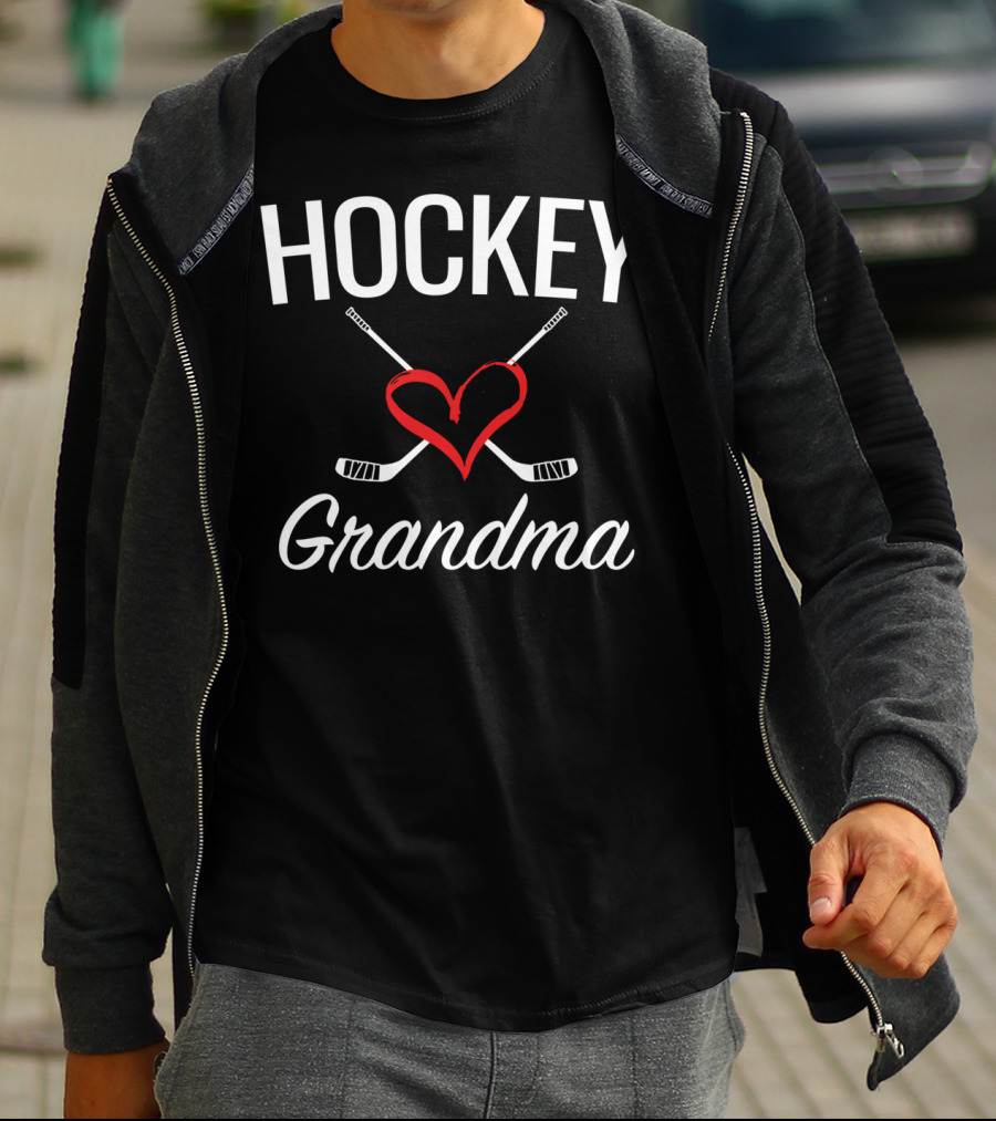 Hockey Grandma Heart And Hockey Sticks T-Shirt